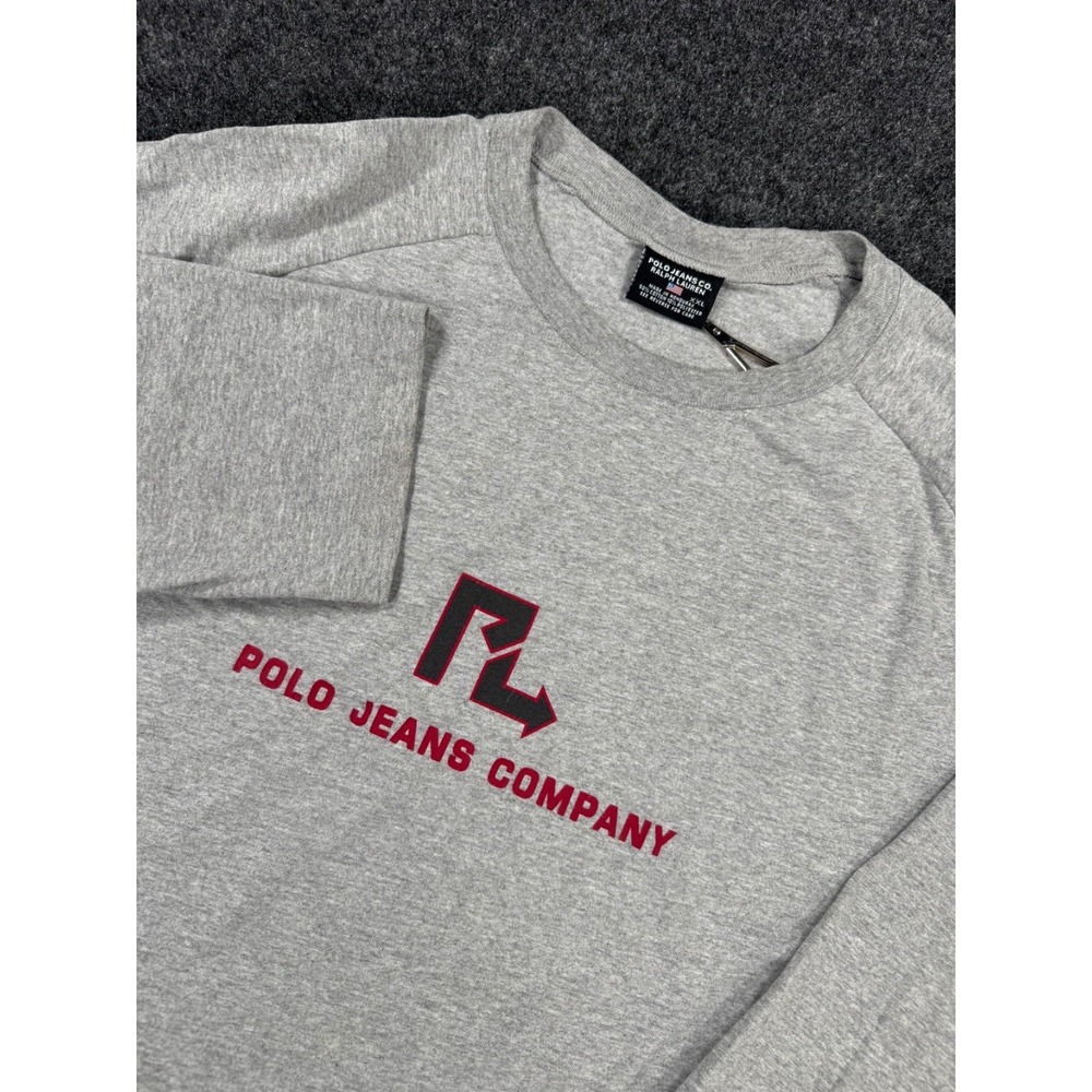VTG Polo Jeans Co Ralph Lauren Long Sleeve T Shirt Gray XXL Open Air Y2K
